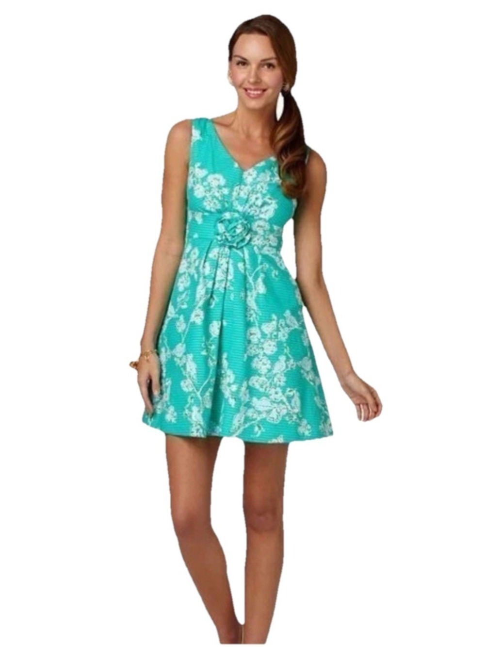 Lilly Pulitzer Parker Lagoon Green Birds And The Bees Rosette Dress Sz 8 Preppy